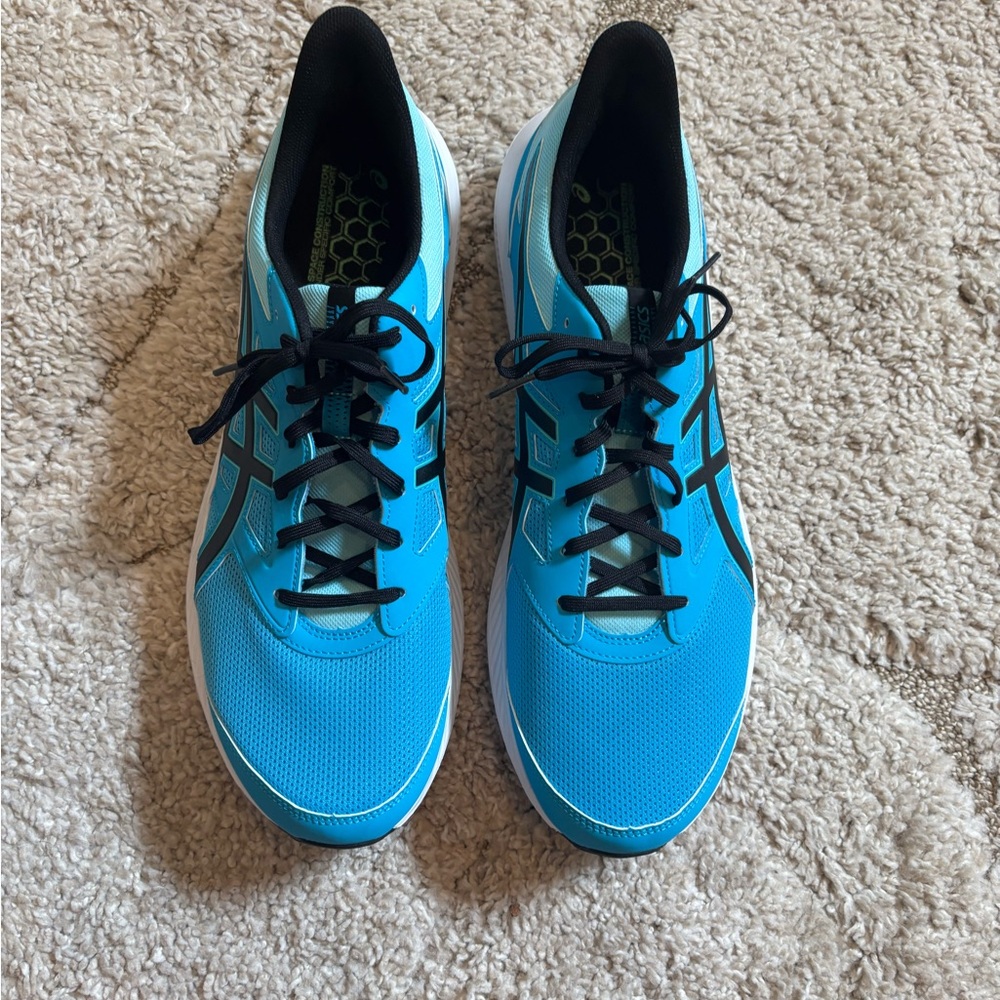 Asics Men's Athletic Running Shoes in Cyan Blue with Black Accents